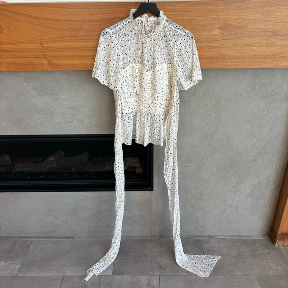 NWT Rebecca Taylor Scattered Star Silk Wrap Blouse, Size 8 - Picture 13 of 16